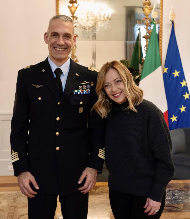 President Meloni meets with Italian Air Force Colonel Walter Villadei