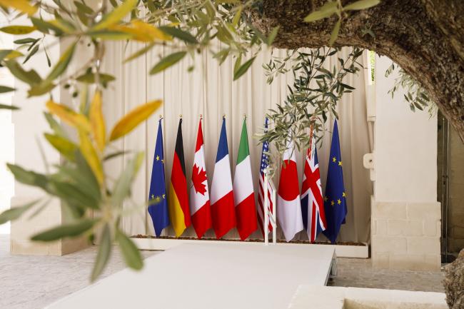 Le bandiere dei Paesi G7 e dell'Unione europea