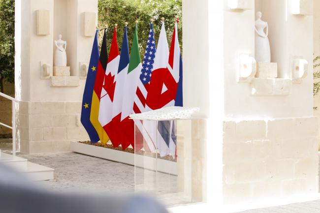 Le bandiere dei Paesi G7 e dell'Unione europea