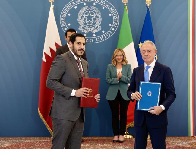 Incontro Meloni - al-Thani, firma dei protocolli d'intesa