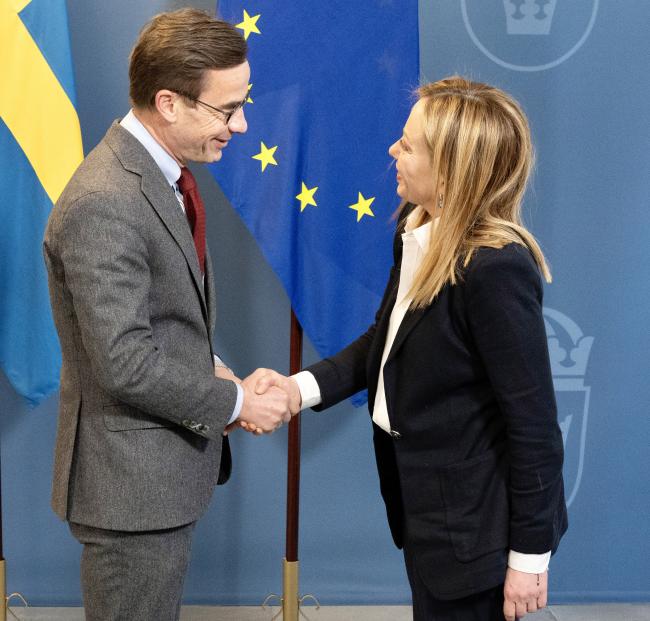 Il Presidente Meloni incontra il Primo Ministro svedese Kristersson