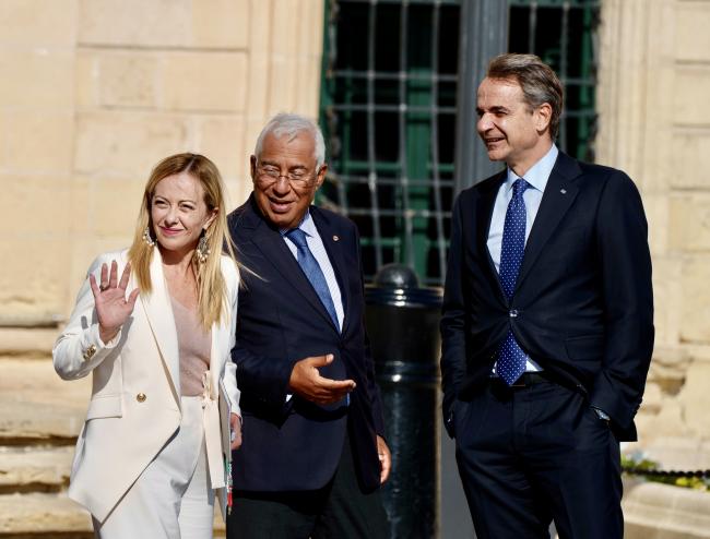 President Meloni with Prime Minister Costa and Prime Minister Mitsotakis at the EU MED9 Summit