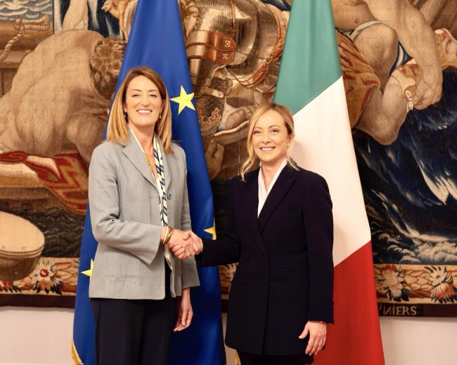 President Meloni meets with President of the European Parliament Metsola