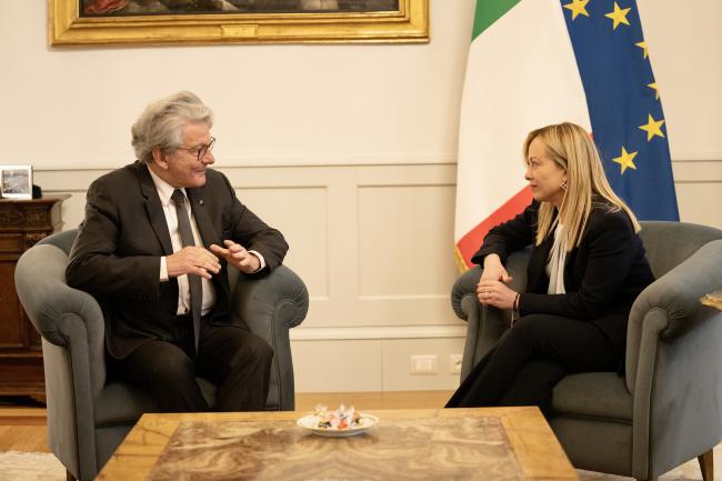 Il Presidente Meloni incontra il Commissario europeo Breton