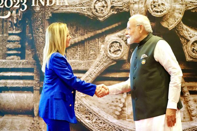 President Meloni with Prime Minister Narendra Modi of India at the G20 Summit