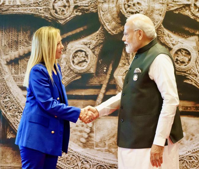 President Meloni with Prime Minister Narendra Modi of India at the G20 Summit