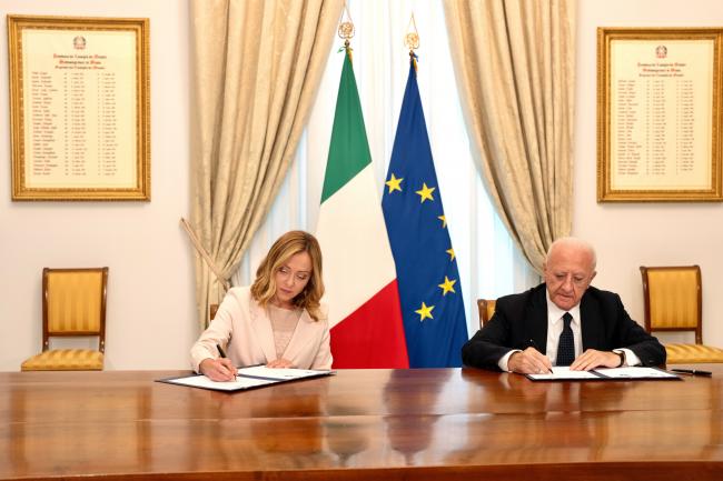 Signing of Development and Cohesion Agreement between the Italian Government and the Campania Region