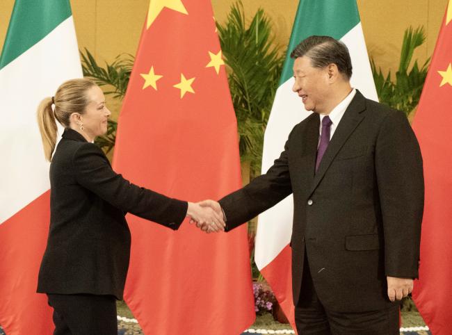 President Meloni with President Xi Jinping of the People’s Republic of China