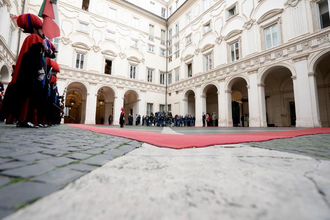 Prime Minister Rutte of the Netherlands arrives at Palazzo Chigi