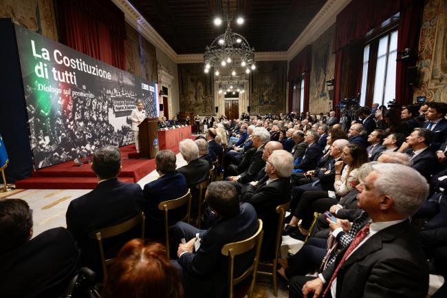 Il Presidente Meloni all'incontro “La Costituzione di tutti: dialogo sul premierato”