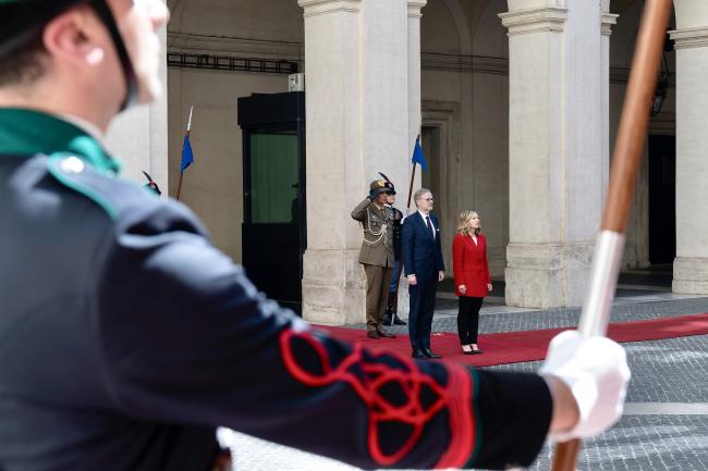 President Meloni welcomes Prime Minister Fiala to Palazzo Chigi with military honours