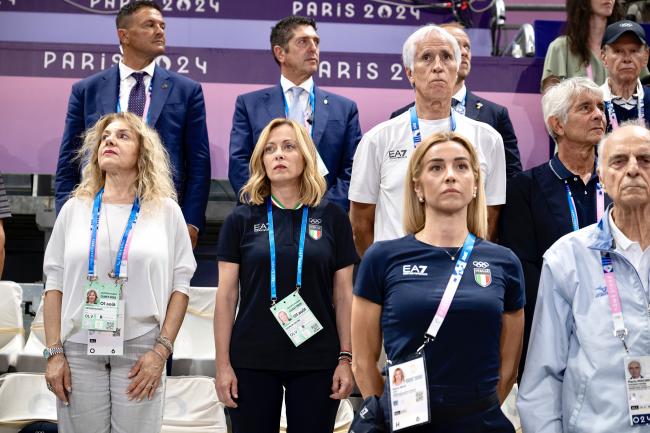 Il Presidente Meloni all'incontro Italia-Olanda di pallavolo femminile