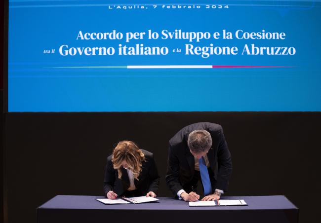 Signing ceremony for the Development and Cohesion Agreement between the Italian Government and the Abruzzo Region