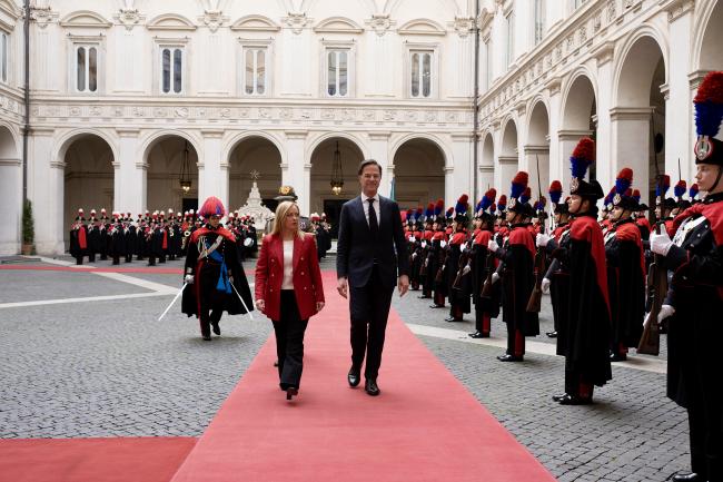 Prime Minister Rutte of the Netherlands arrives at Palazzo Chigi