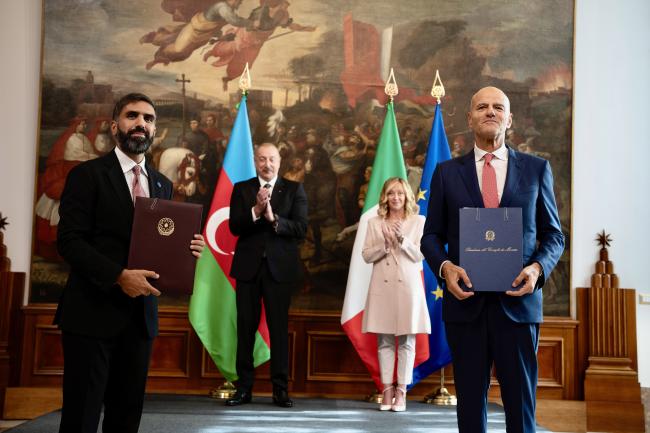 Signing ceremony for memoranda of understanding following President Meloni’s meeting with President Aliyev