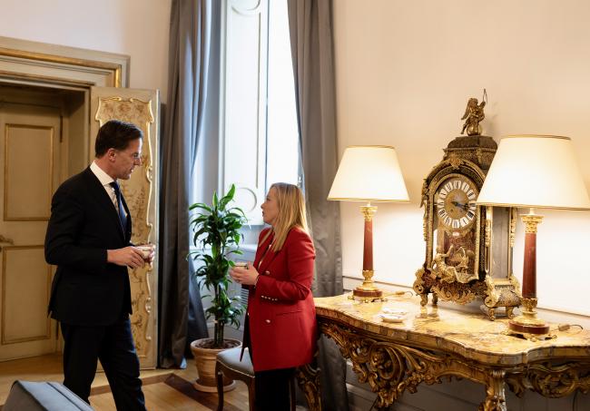 Il Presidente Meloni a colloquio con il Primo Ministro Rutte