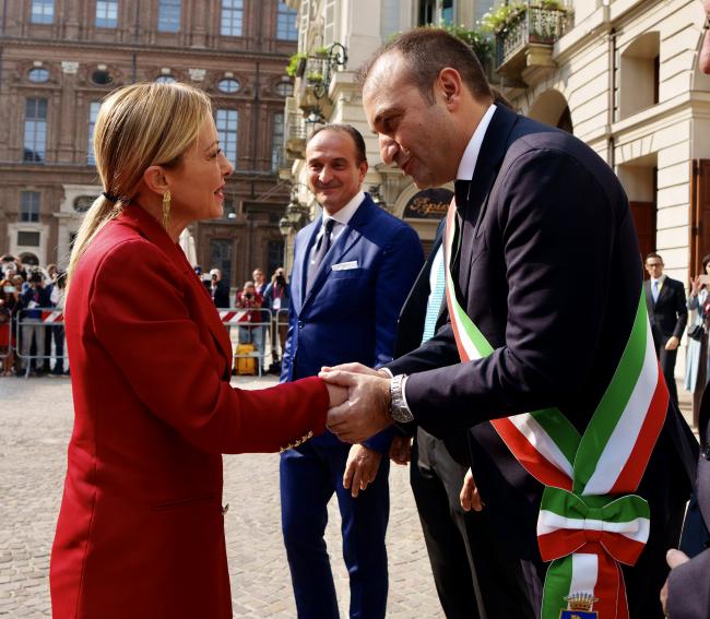 Il Presidente Meloni con il Sindaco di Torino Lo Russo