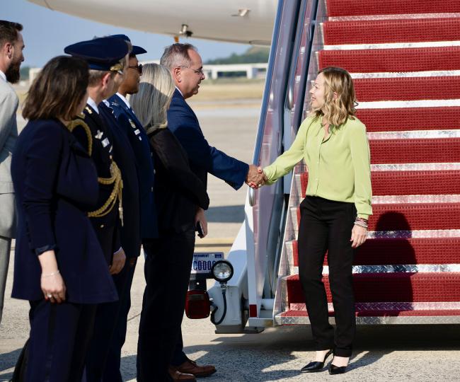 President Meloni arrives in Washington