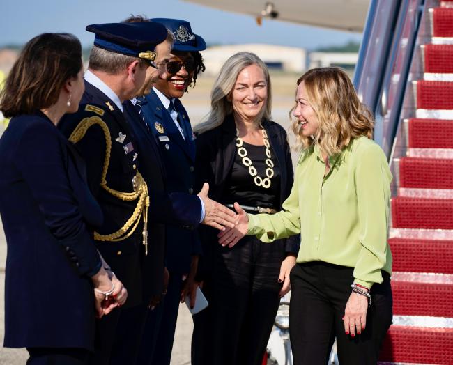 President Meloni arrives in Washington