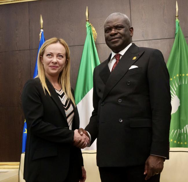Il Presidente Meloni con il Primo Ministro della Repubblica del Congo