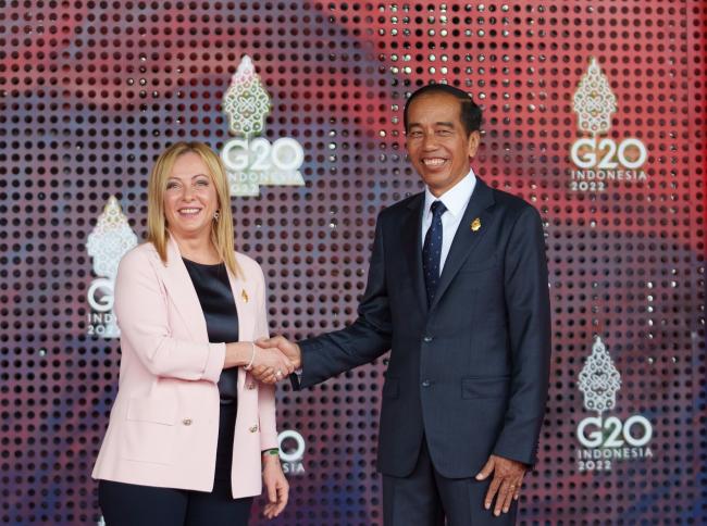 President Giorgia Meloni with President Joko Widodo of the Republic of Indonesia at the G20 Summit
