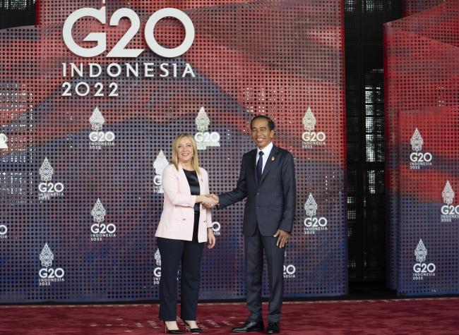 President Giorgia Meloni with President Joko Widodo of the Republic of Indonesia at the G20 Summit
