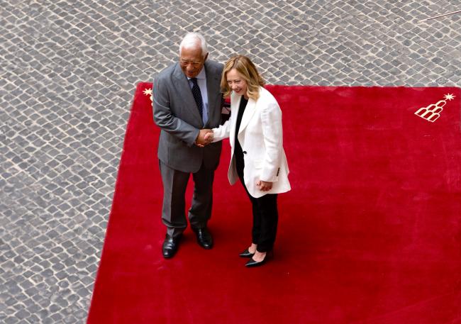 Il Presidente Meloni accoglie il Presidente eletto del Consiglio Europeo
